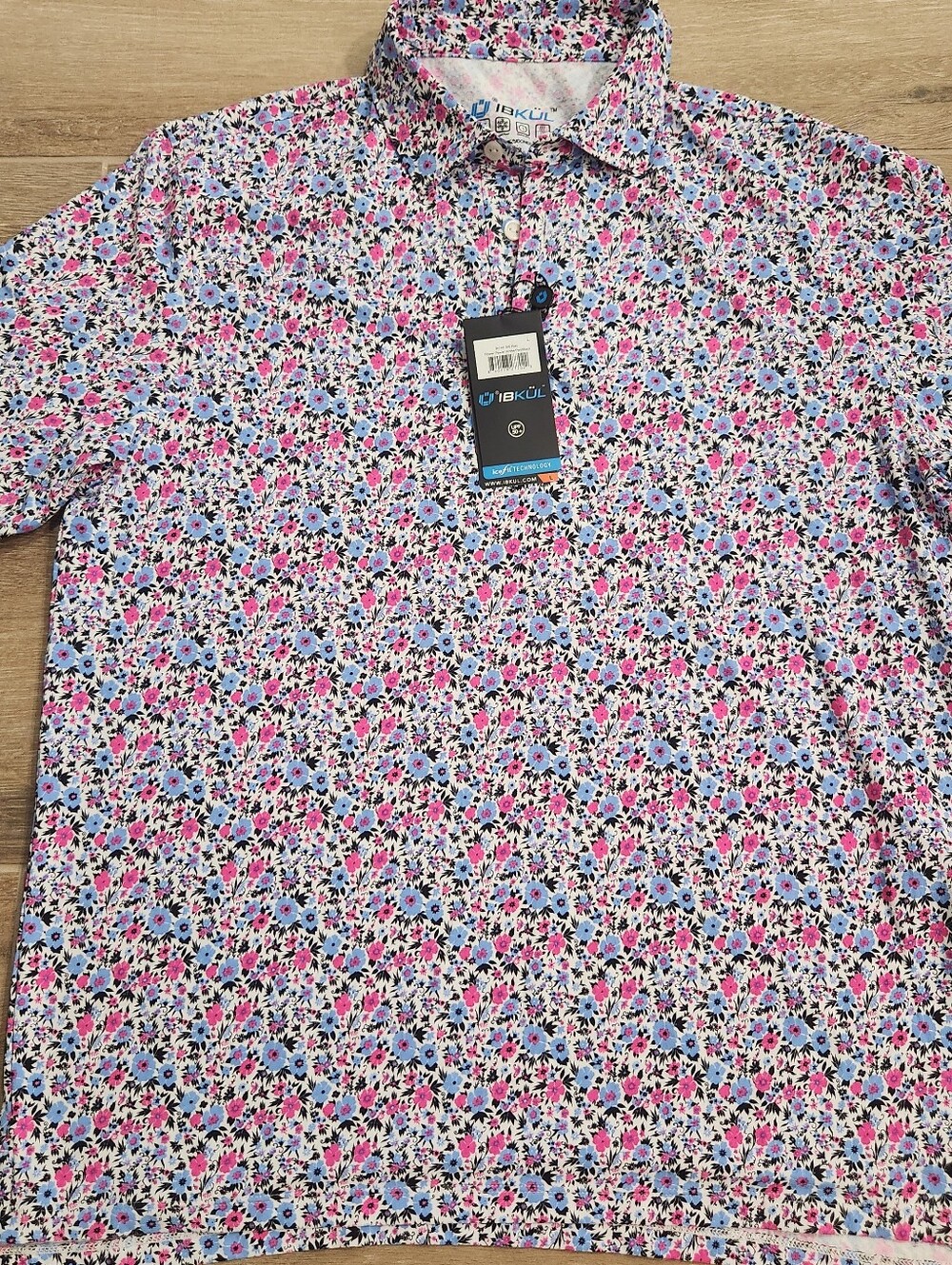 IBKUL Men’s Floral Button-Down Shirt - Pink & Blue